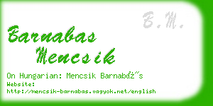 barnabas mencsik business card